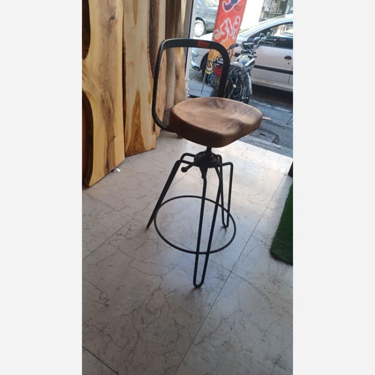 صندلی ریگلاژی مدل چرخ دنده ای فلز و چوب